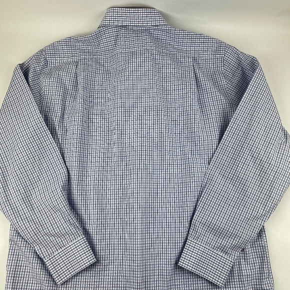 Croft & Barrow Button Up Shirt Mens 17 34/35 No Iron Classic Fit Blue Plaid - Picture 8 of 8